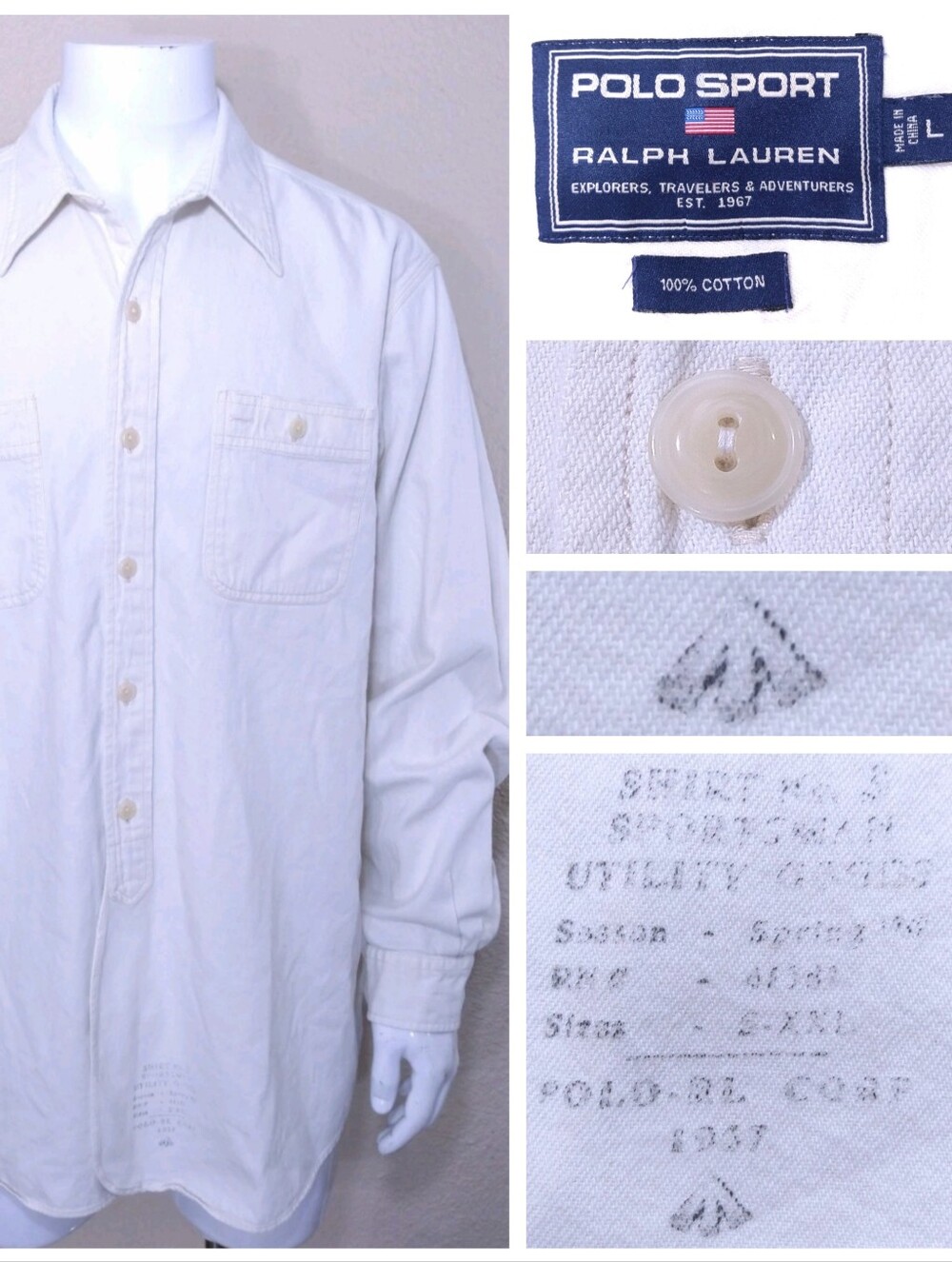 POLO SPORT RALPH LAUREN Button Up LARGE Vintage Vtg 90s SPORTSMAN RL Mens SIZE L